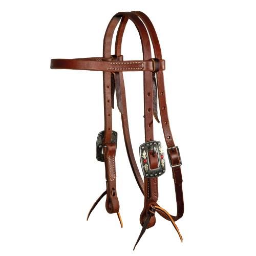 PROFESSIONAL&#39;S CHOICE RANCH COB 5/8&quot; BROWBAND HEADSTALL W/FEATHER BUCKLES