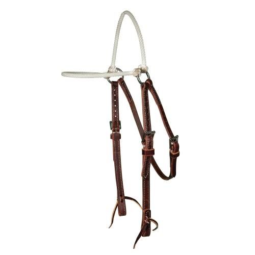 PROFESSIONAL'S CHOICE BURGUNDY LARIAT ROPE BROWBAND TRAINING HEADSTALL