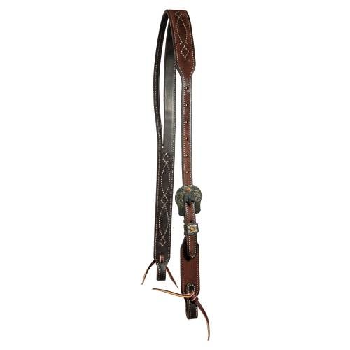 PROFESSIONAL&#39;S CHOICE TAPERED CHOCOLATE ROUGHOUT GUNSLINGER SLIT-EAR HEADSTALL