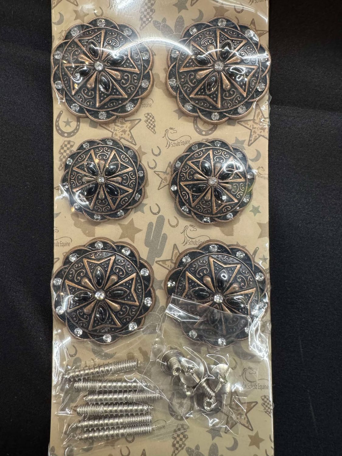 COPPER BLACK BLING CONCHO, Size: SADDLE PACK