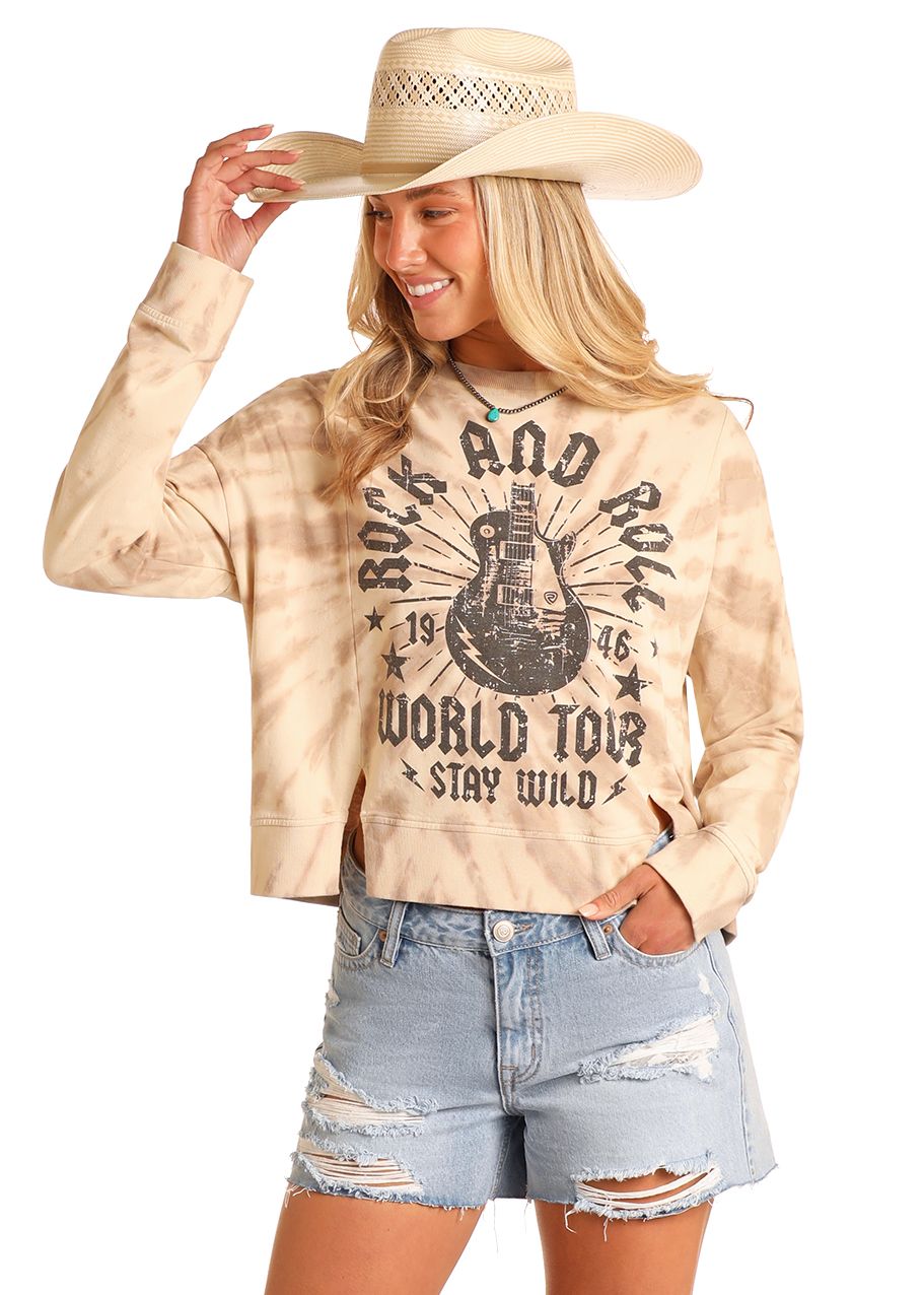 ROCK &amp; ROLL TIE DYE GRAPHIC PULLOVER