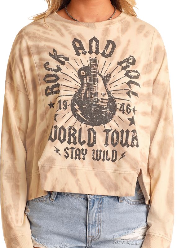 ROCK &amp; ROLL TIE DYE GRAPHIC PULLOVER