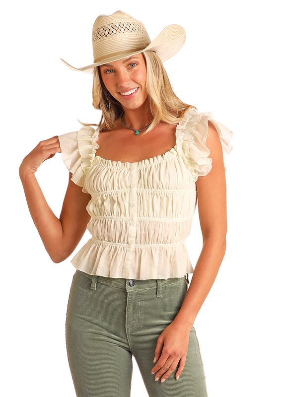 ROCK &amp; ROLL PEPLUM RUCHED CROP TOP