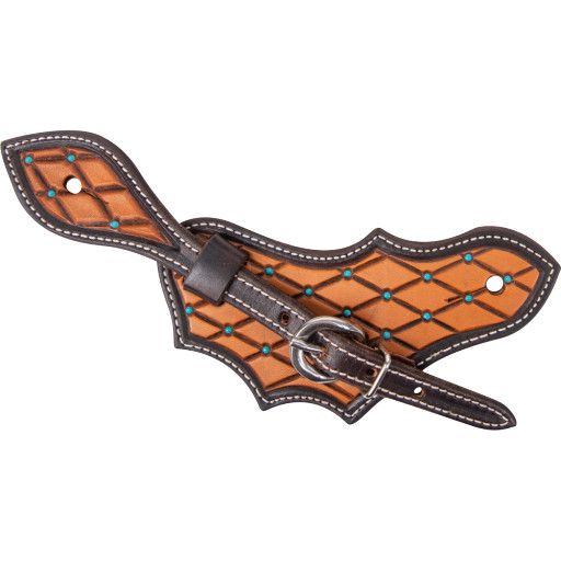 MARTIN SADDLERY OAK LEAF SPURSTRAPS WITH QUILTED TOOLING DOTS, Size: ONE SIZE
