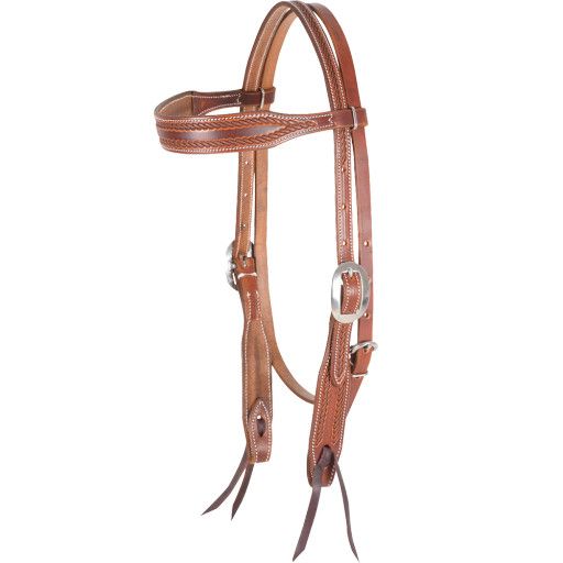 MARTIN SADDLERY BROWBAND HEADSTALL WITH ROPE TOOLING, Color: CHESTNUT