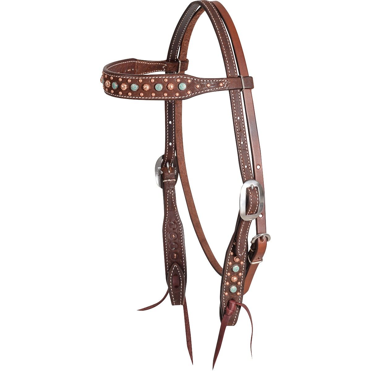 MARTIN SADDLERY BROWBAND HEADSTALL WITH FLORAL SPOT DOTS