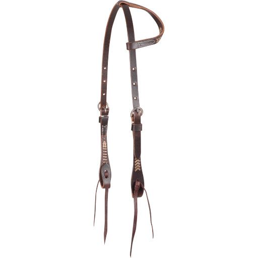 MARTIN SADDLERY RAWHIDE LACED SLIP EAR HEADSTALL, Color: CHOCOLATE