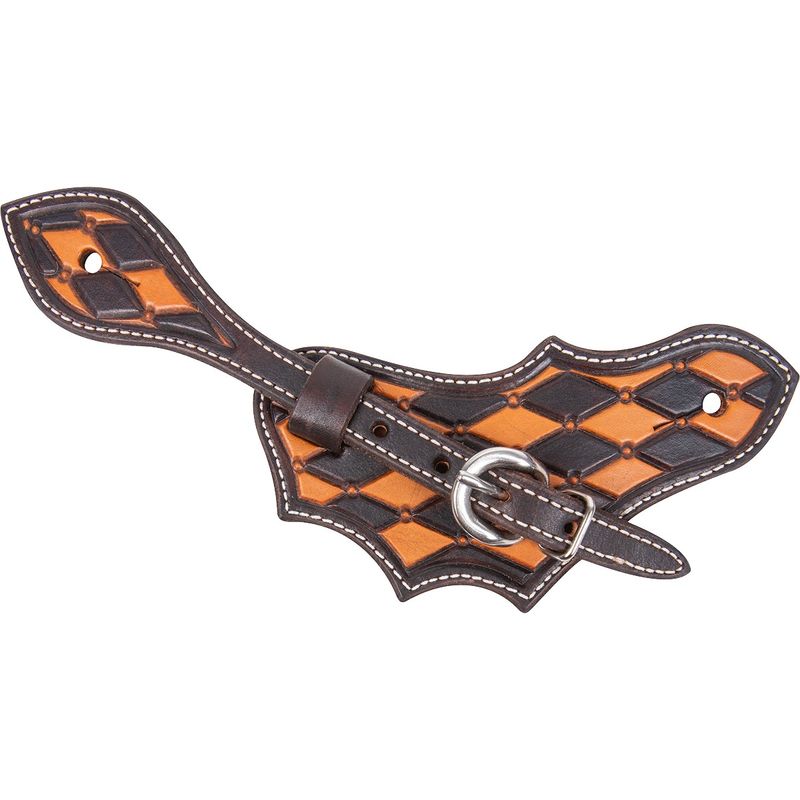 MARTIN SADDLERY OAK LEAF SPURSTRAPS WITH DYED EDGE AND QUILTED TOOLING PATCHES