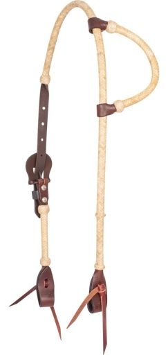 CASHEL RAWHIDE BRAIDED HEADSTALL WITH BROWNED IRON BUCKLE, Size: ONE SIZE