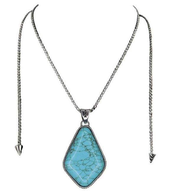 JUSTIN TURQUOISE TEARDROP PENDANT, SLIDER CHAIN NECKLACE