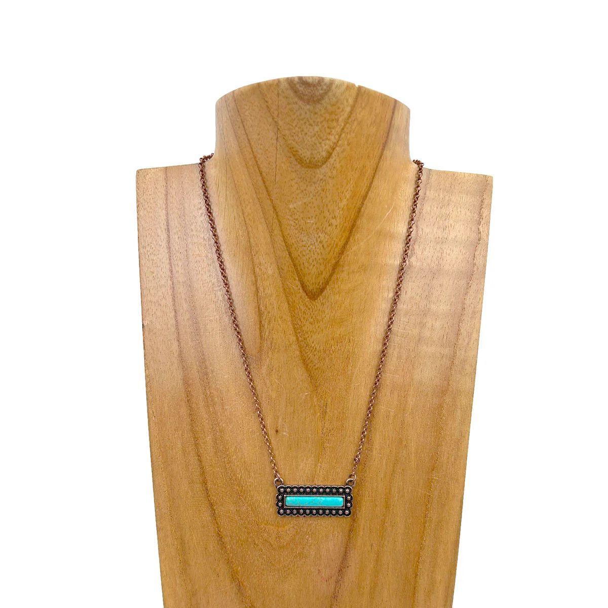 COPPER CHAIN WITH BLUE TURQUOISE STONE PENDANT