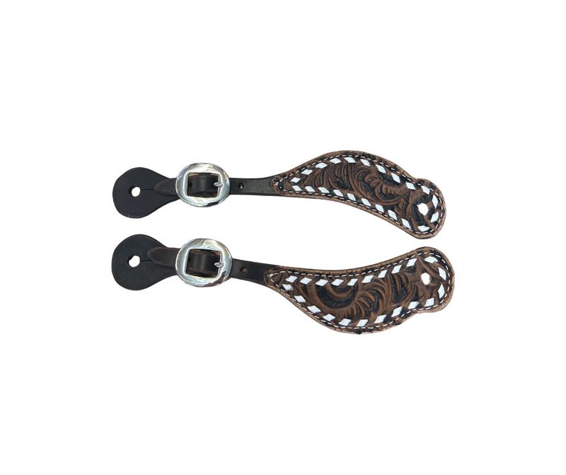 SAN SABA CHOCOLATE FLORAL SPUR STRAPS