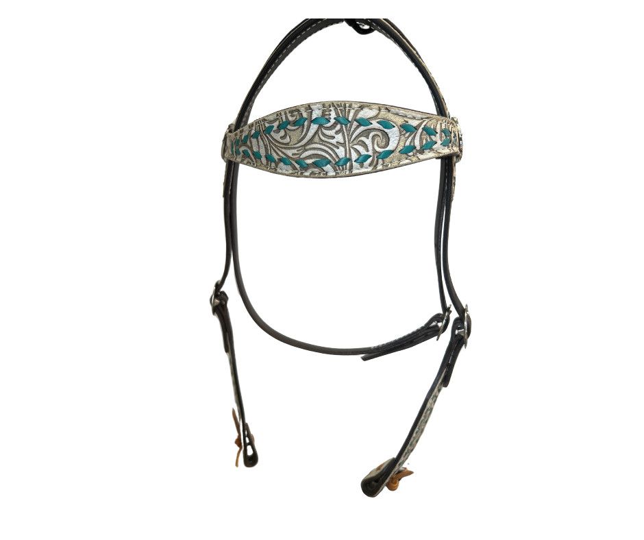 SAN SABA CHOCOLATE FLORAL BROW BAND HEADSTALL