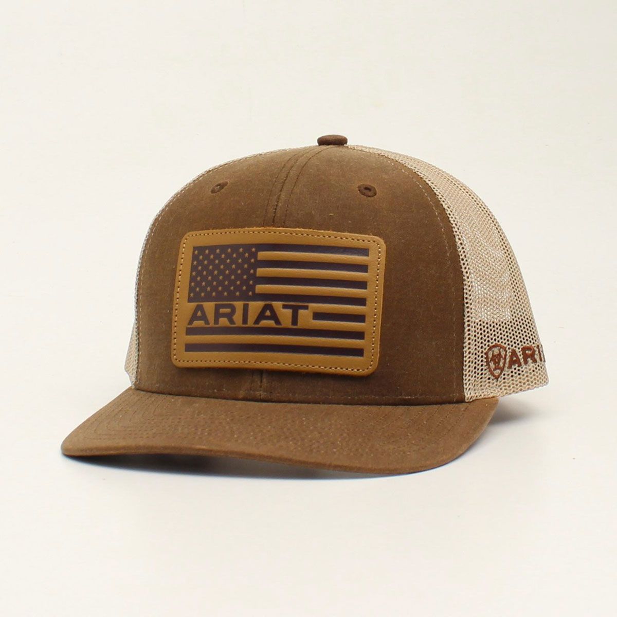 ARIAT OILSKIN USA FLAG LEATHER PATCH CAP