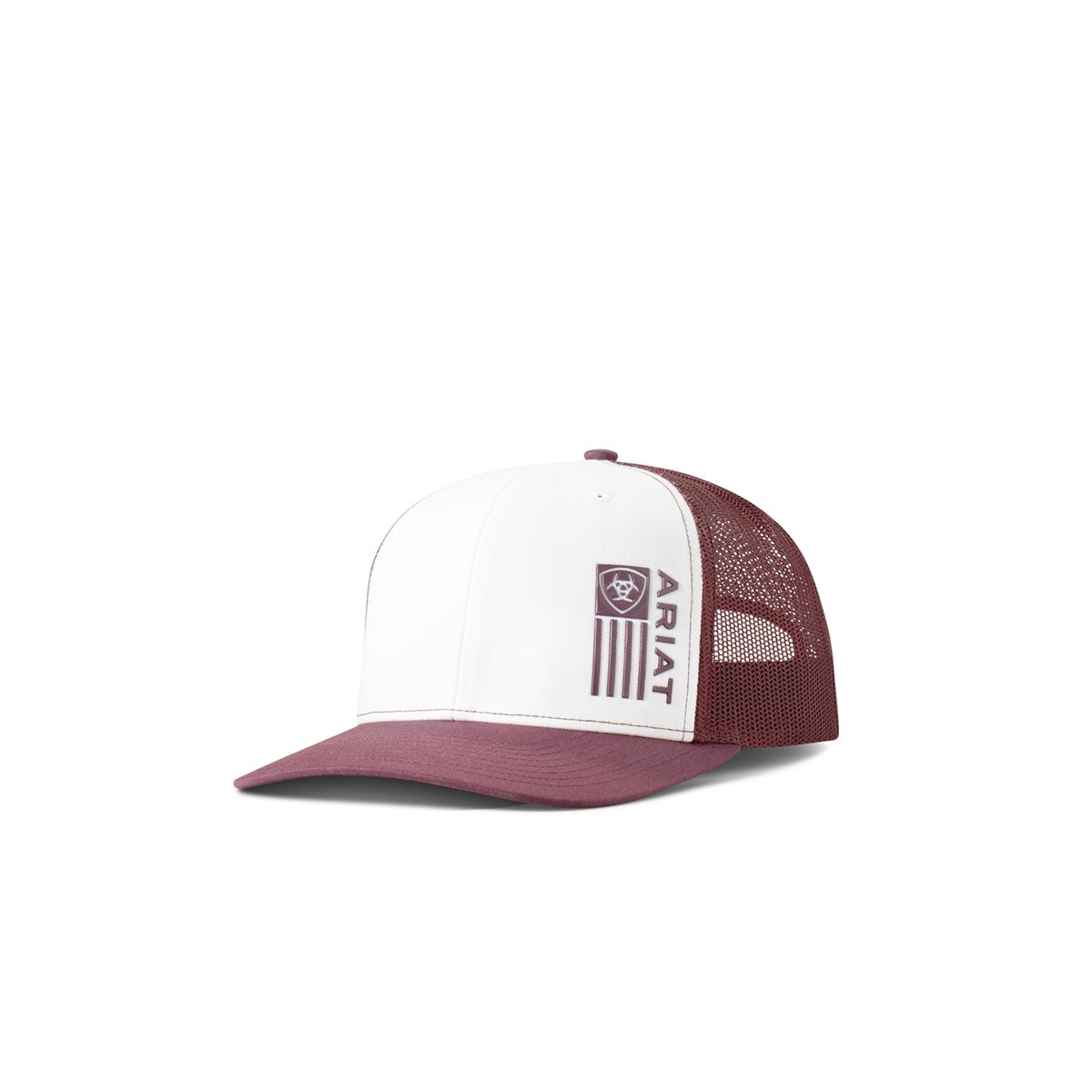 ARIAT FLAG LOGO CAP, Color: BURGUNDY/WHITE, Size: OSFA