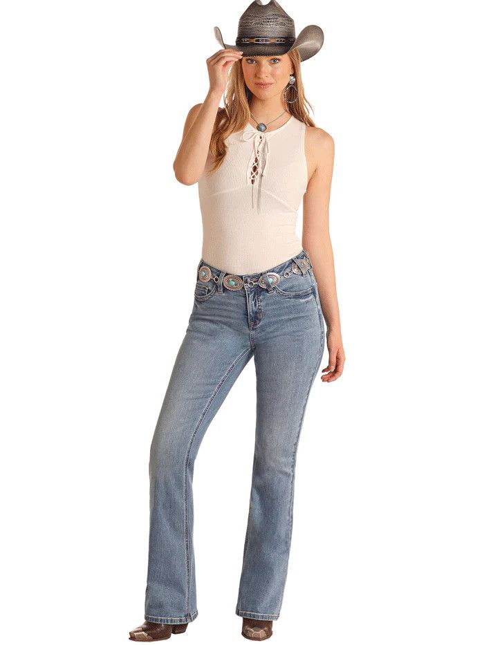ROCK &amp; ROLL BOOT STITCH MID RISE BOOTCUT JEAN