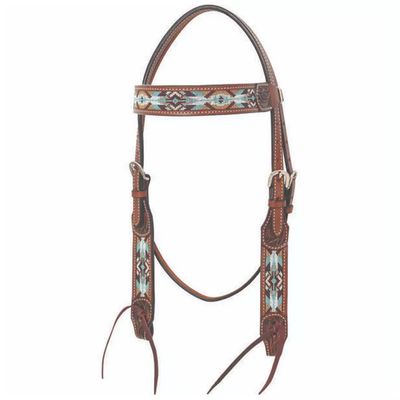 CIRCLE Y BUCKSKIN BEADED BROWBAND HEADSTALL