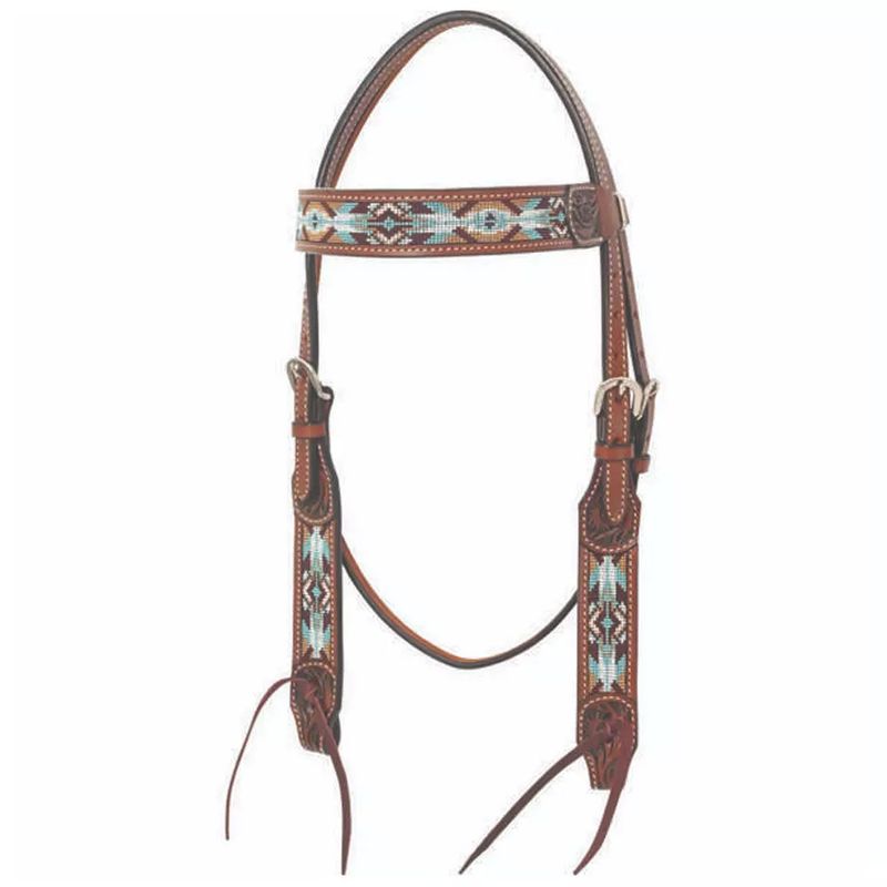 CIRCLE Y BUCKSKIN BEADED BROWBAND HEADSTALL
