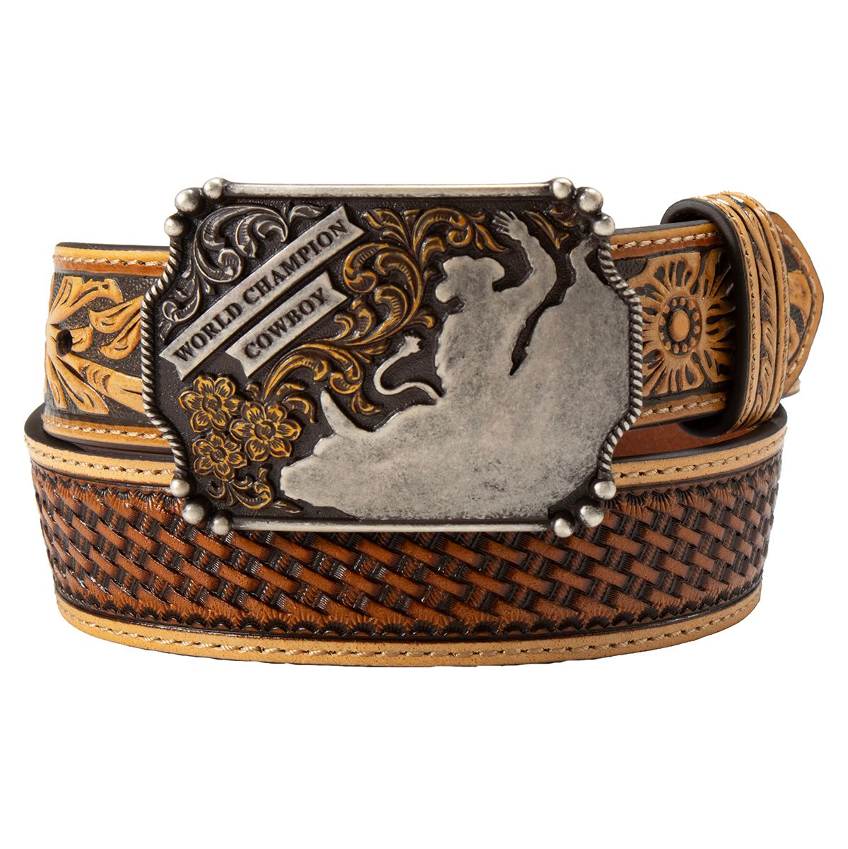 3D BASKETWEAVE CHAMPION COWBOY BELT
