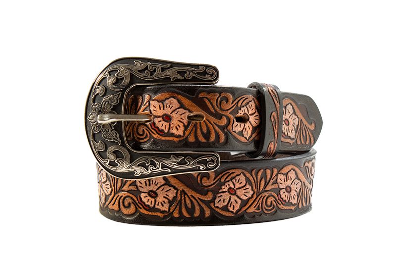 NOCONA FLORAL HAND TOOLED LEATHER BELT