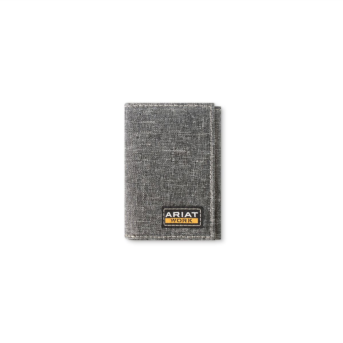 ARIAT WORK GRAY FABRIC TRIFOLD WALLET