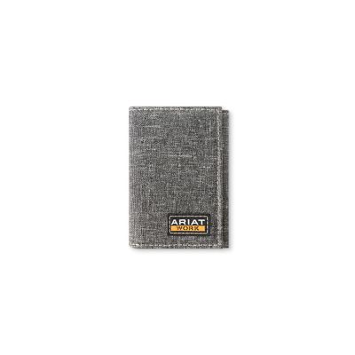 ARIAT WORK GRAY FABRIC TRIFOLD WALLET