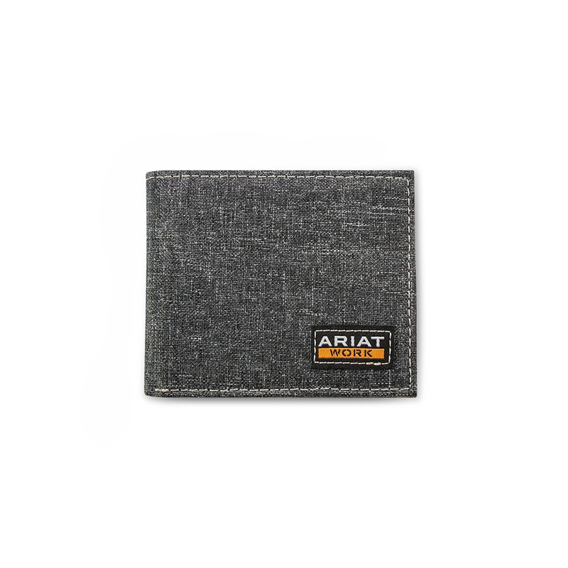 ARIAT WORK GRAY FABRIC BIFOLD WALLET