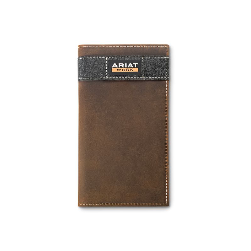 ARIAT WORK BROWN CHECKBOOK WALLET