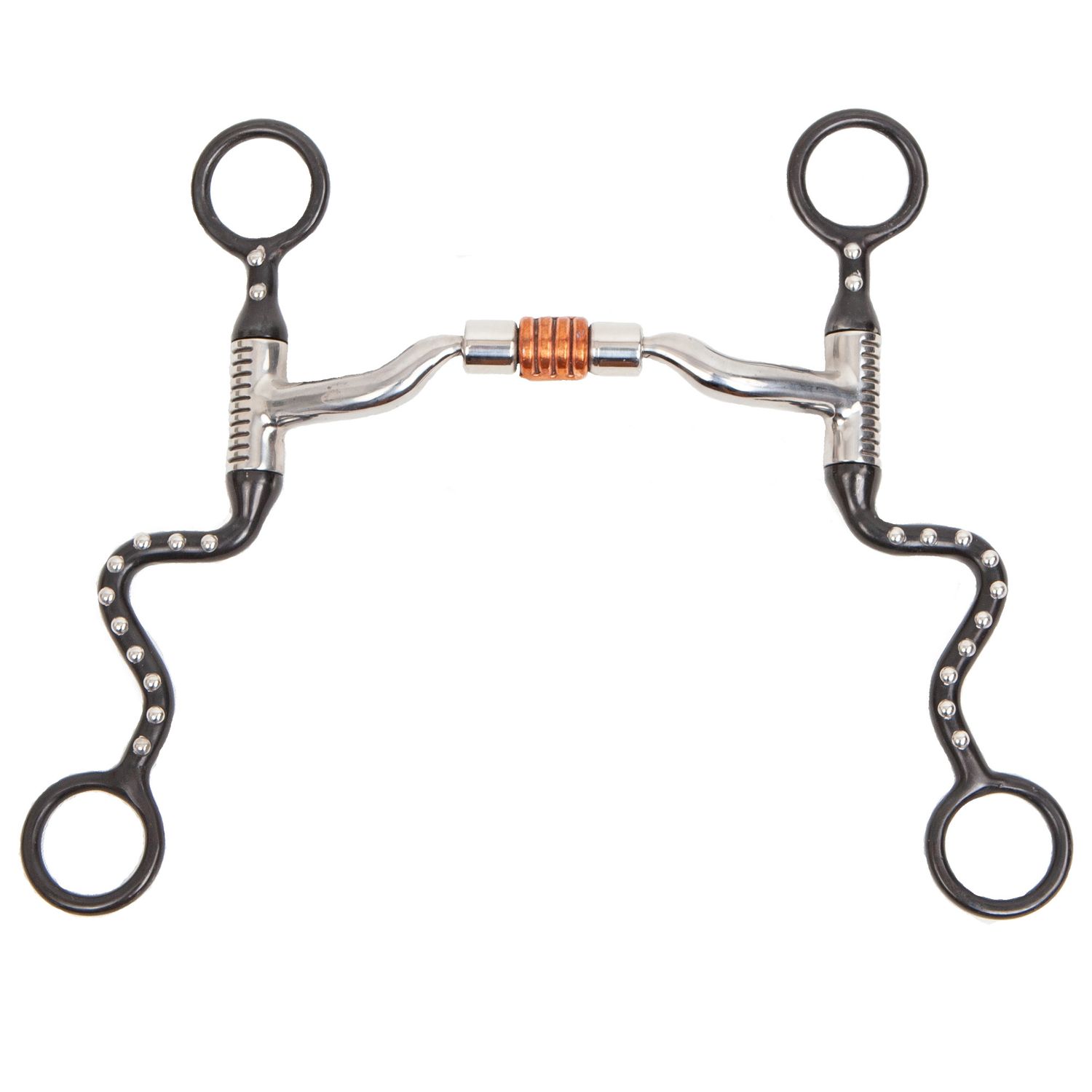 MYLER BIT&#39;S BLACK STEEL SEVEN SHANK WITH LOW PORT &amp; COPPER ROLLER