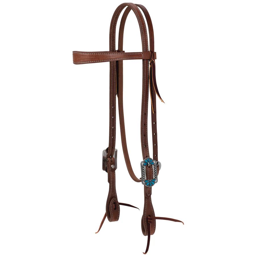 WEAVER PROTACK® SLIM BROW HEADSTALL WITH TURQUOISE FLOWER BUCKLE