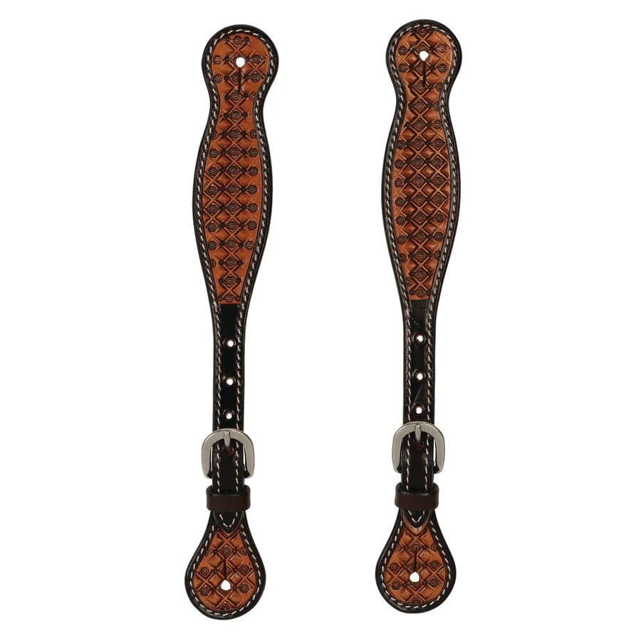 WEAVER MEN&#39;S FLORET TOOLED SPUR STRAPS