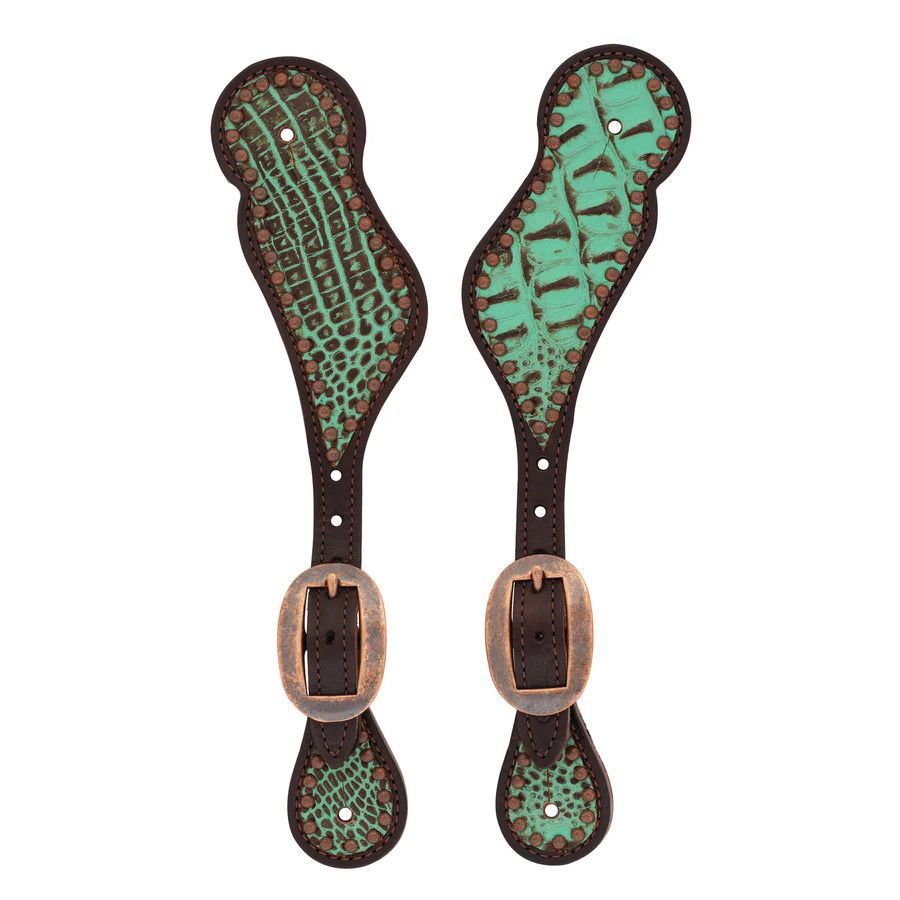WEAVER TURQUOISE CROC REGULAR SPUR STRAPS