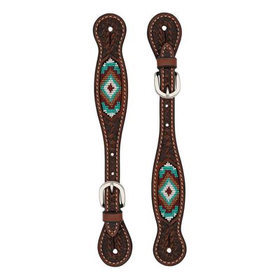 WEAVER LADIES BEADED SPUR STRAPS, CHESTNUT