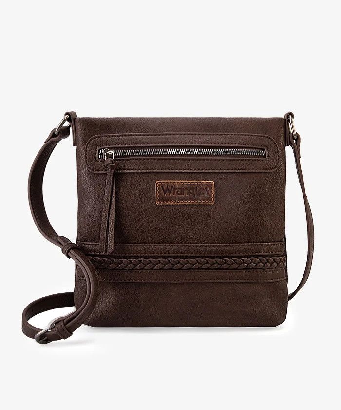 WRANGLER ZIPPERED CROSS STITCH CROSSBODY, Color: COFFEE
