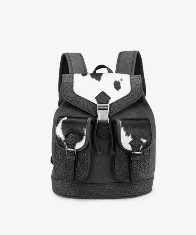 WRANGLER TRINITY RANCH HAIR-ON COWHIDE TOOLED BACKPACK