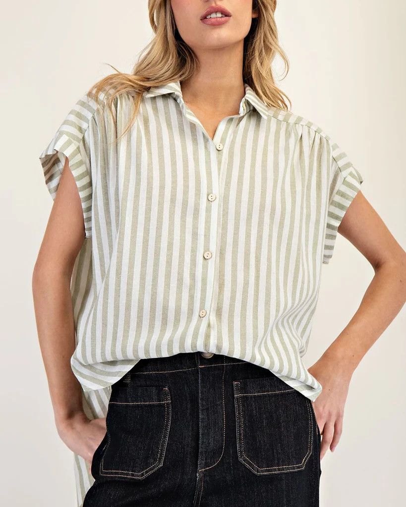 STRIPED SHORT SLEEVE BLOUSE