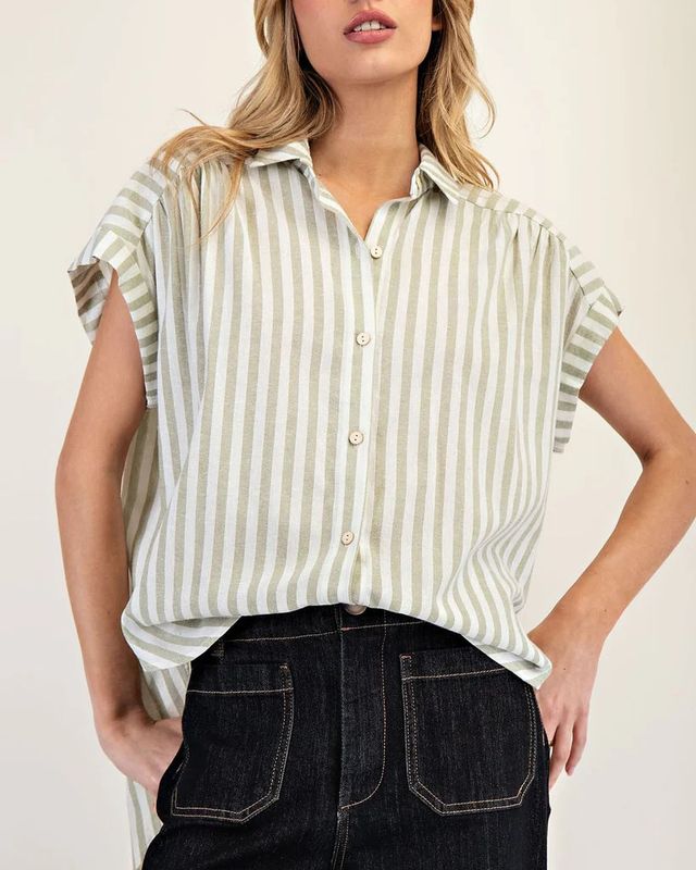 STRIPED SHORT SLEEVE BLOUSE