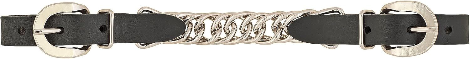 WEAVER BLACK LEATHER 4-1/2&quot; SINGLE FLAT LINK CHAIN CURB STRAP