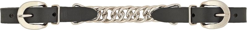 WEAVER BLACK LEATHER 4-1/2&quot; SINGLE FLAT LINK CHAIN CURB STRAP