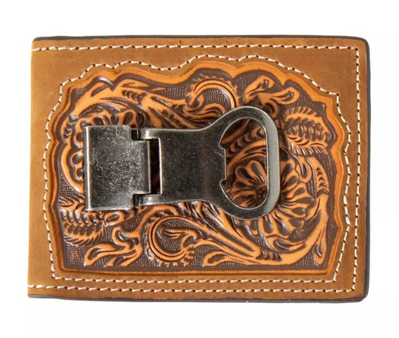 3D BIFOLD FLORAL EMBOSSED MONEY CLIP