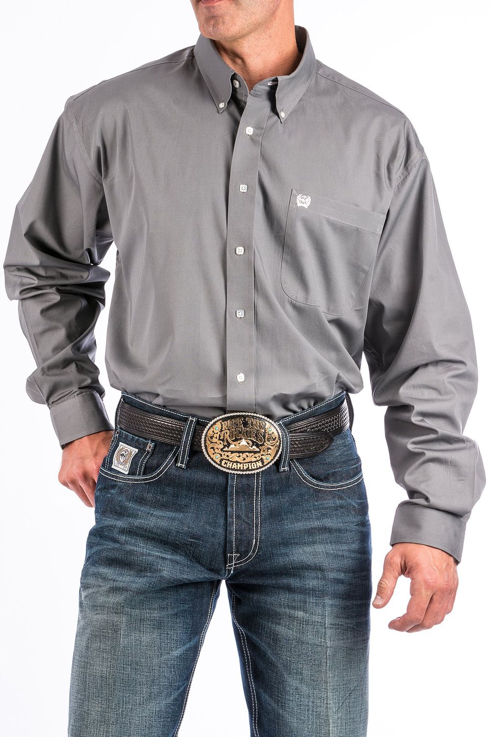 CINCH SOLID BUTTON-DOWN WESTERN SHIRT