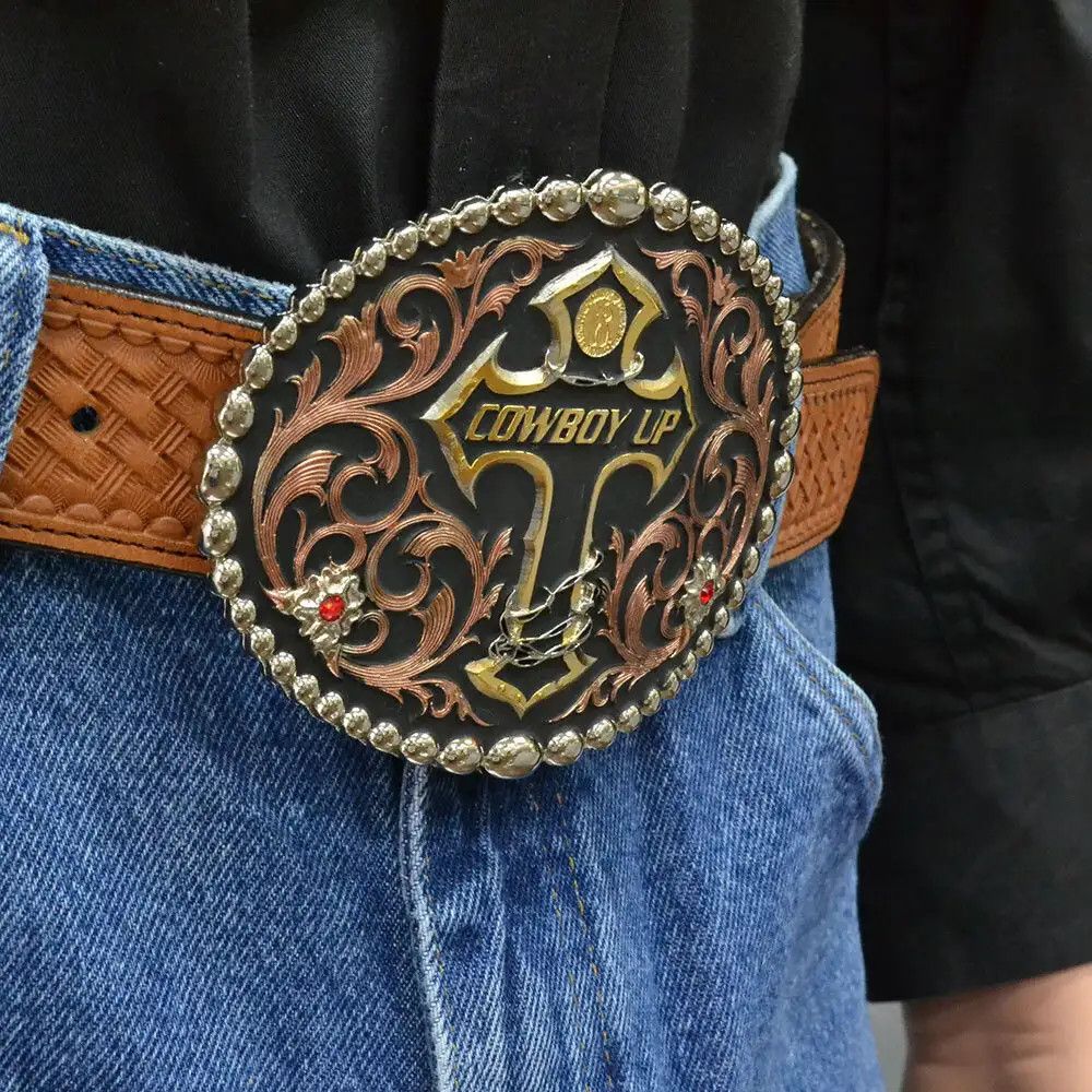TRI COLOR COWBOY UP BUCKLE