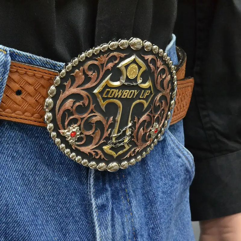 TRI COLOR COWBOY UP BUCKLE