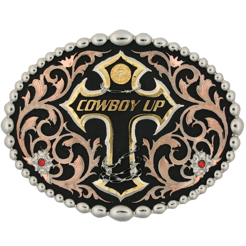 TRI COLOR COWBOY UP BUCKLE