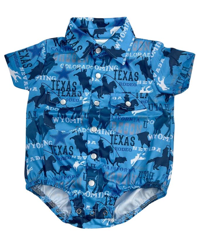 RODEO ROAD PEARL SNAP ONESIE