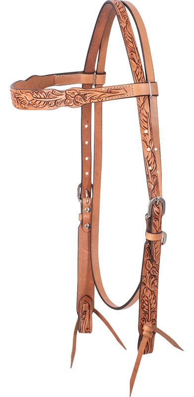 CASHEL BROWBAND HEADSTALL WITH ANTIQUE LEAF TOOLING