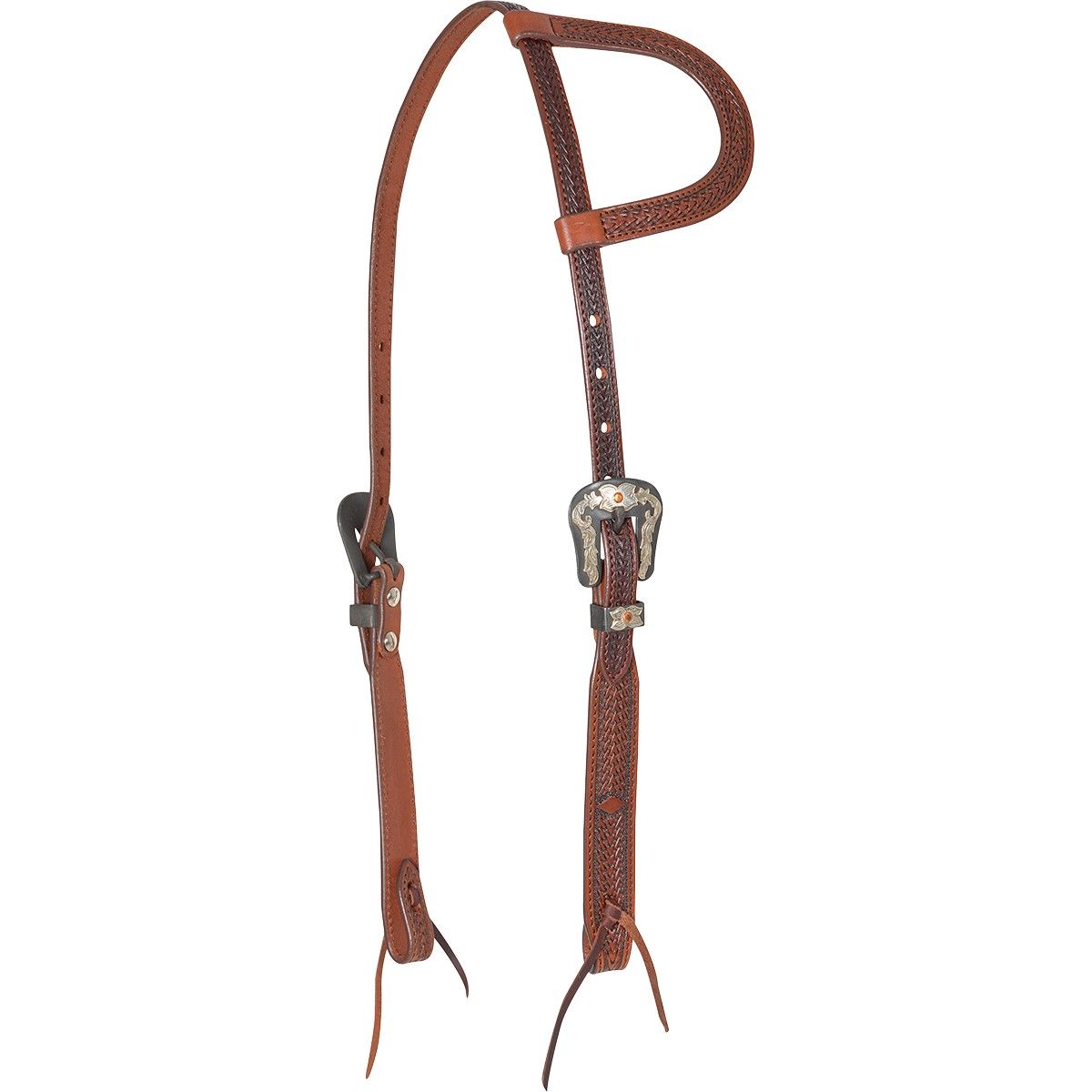 CASHEL SLIP EAR HEADSTALL WITH ANTIQUE DIAMOND TOOLING