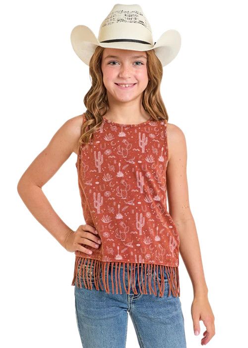 ROCK &amp; ROLL DESERT PRINT FRINGE TANK