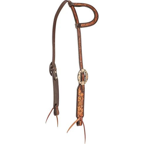 CASHEL TWO TONE FLORAL SLIP EAR HEADSTALL