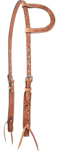 CASHEL SLIP EAR HEADSTALL WITH ANTIQUE LEAF TOOLING, Size: ONE SIZE
